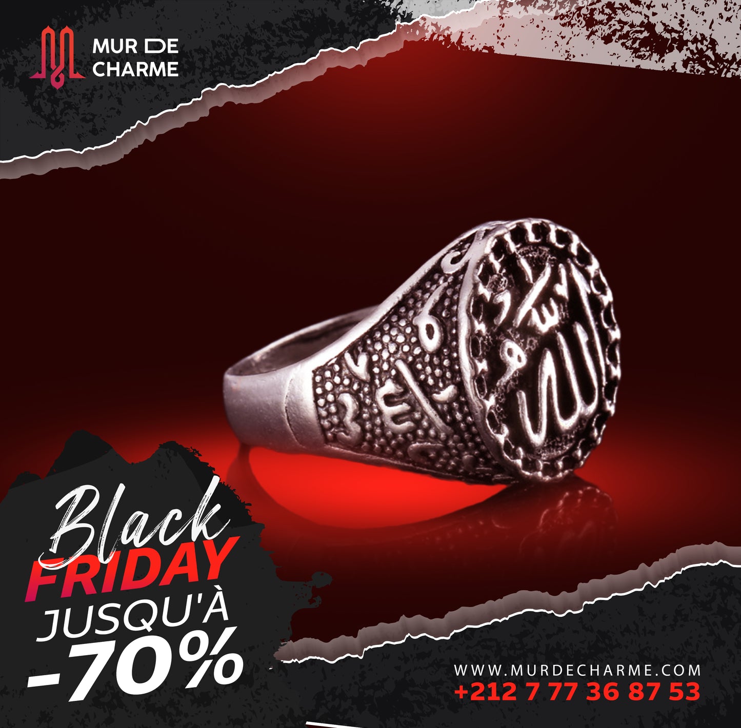 Bague Divine : "Allah" - Symbole d'Élégance et de Foi - Black Friday -